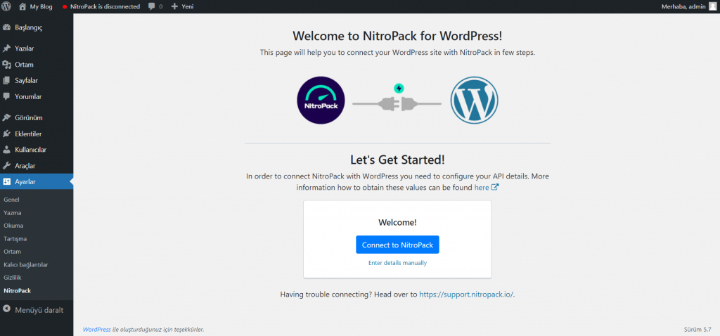 WordPress Ayarlar Kısmından NitroPack Eklentisini Aktifleştirme